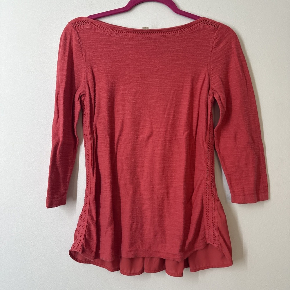 Coral Loft Top Small Business Casual Cottagecore Country Club‎ Vibe 3/4 Sleeve - Picture 4 of 7